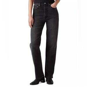 Levi’s Ribcage Straight Jeans Black Wash High Rise W26 L27 Minalmist